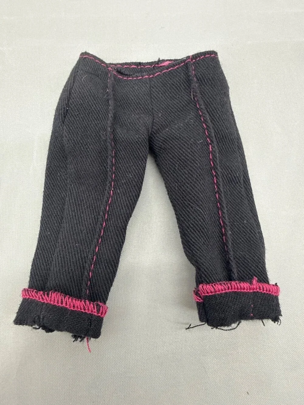 Y2K Mattel My Scene Black Denim Capris Pink Stitching Doll Pants Jeans